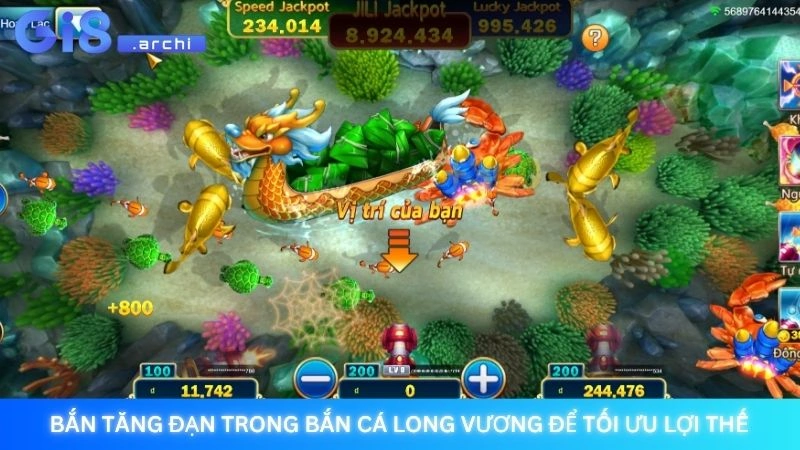 Bắn tăng đạn trong bắn cá Long Vương để tối ưu lợi thế